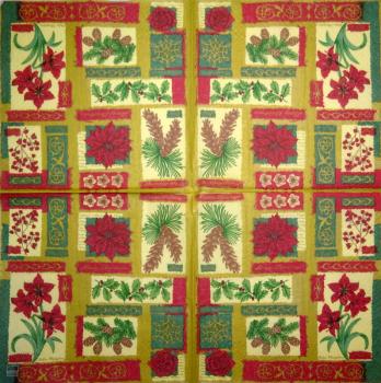 085 Christmas Flowers - 3-ply (cream/Edge grün) - Ihr